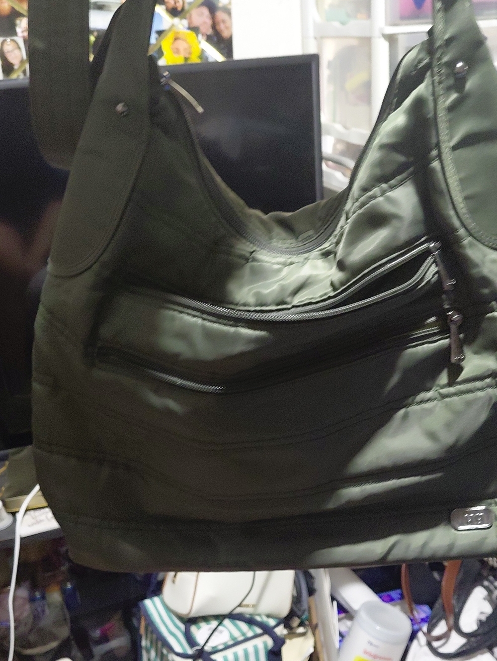 Lugz Olive Green Quilted Crossbody Shoulder Bag